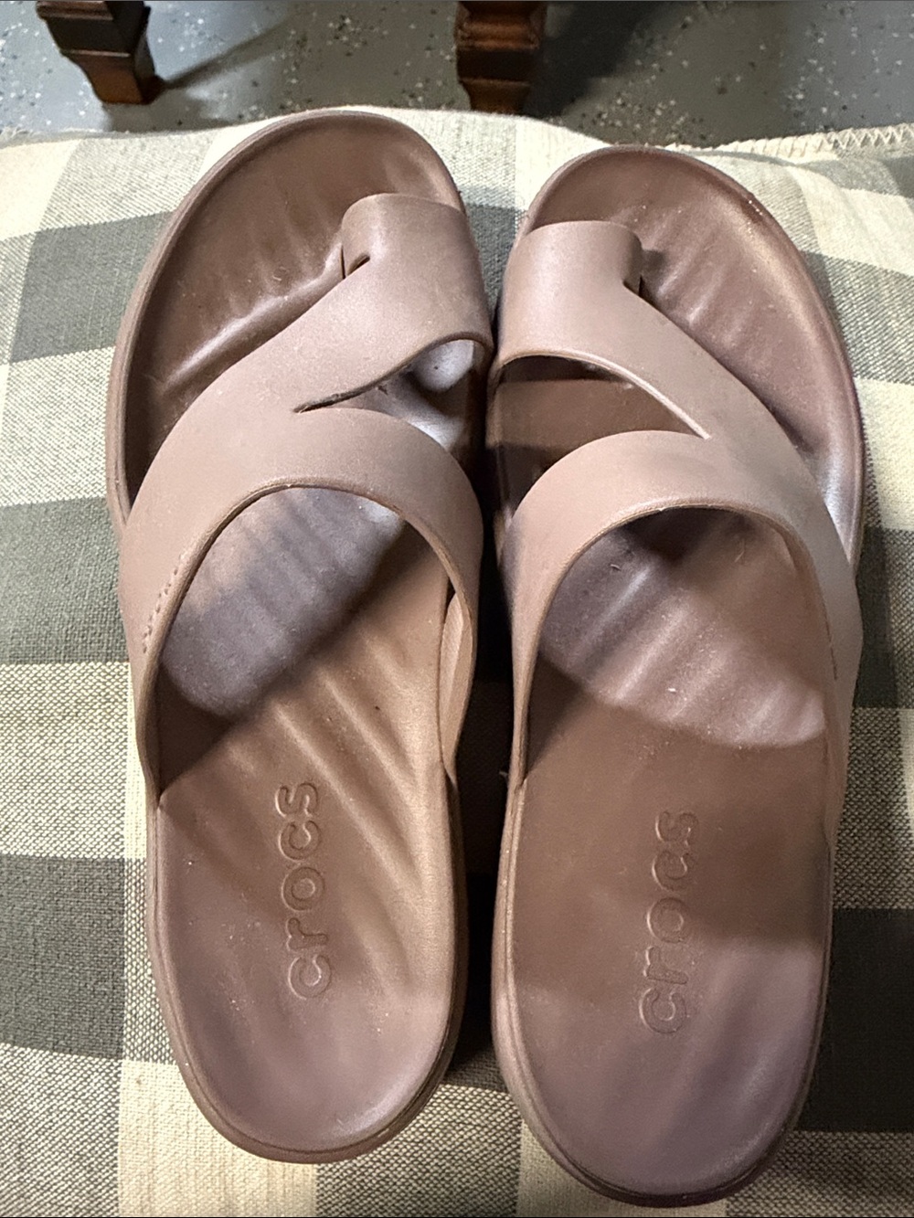 CROCS Women’s Croslite Slide Sandals — Taupe Brown